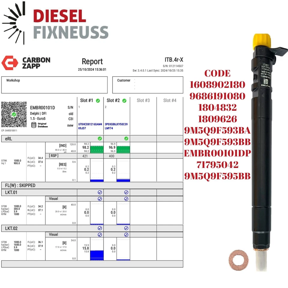 4xEinspritzdüse Injektor Ford Kuga Mondeo Focus 2,0 TDCI Peugeot Citroen 2,0 HDI - Bild 2 von 4