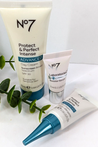 LOT 3!๐No7 Laboratories Eye Cream Booster Serum Day Sunscreen Travel Mini Set