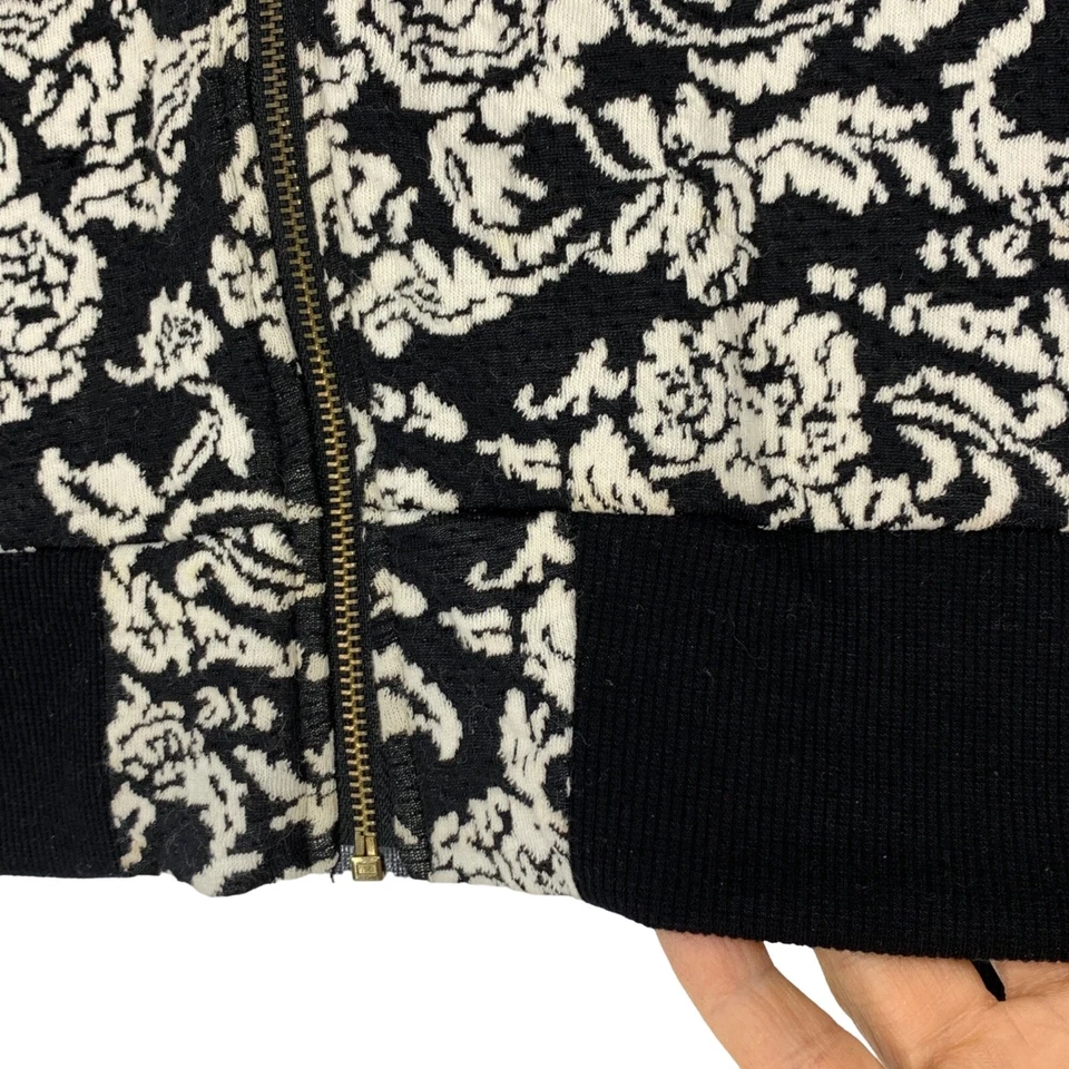 Suéter brocado feminino tamanho mamão grande preto com zíper frontal leve 3016 - Imagem 3 de 4