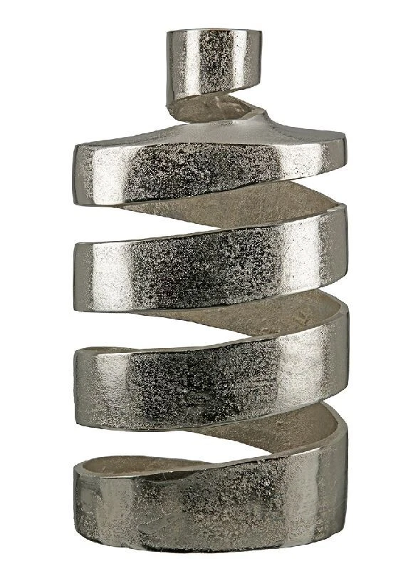 67895 Gilde Deko Vase Twister Aluminium Silber 11,5 x 18 x 35,5cm - Bild 2 von 2