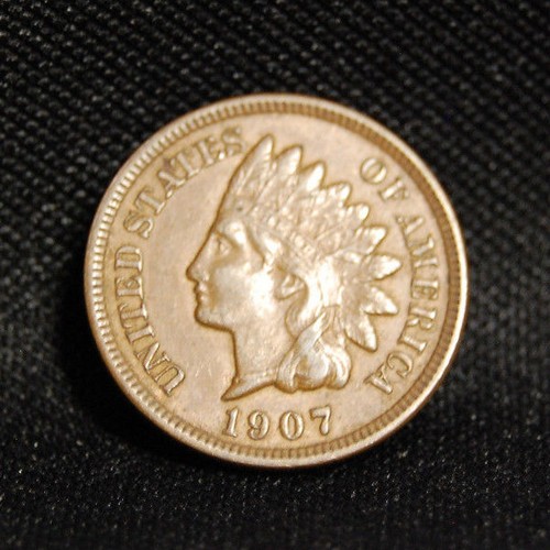 Centavo cabeza india 1907 con detalles au. - Imagen 3 de 5