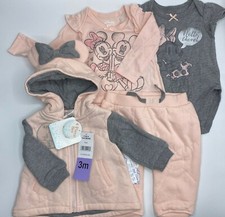 Girls Size 3M Cute 4-Piece Disney Baby Minnie Mouse Set Outfit Zip-Up Hoodie