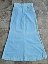 VTG Original Skirt Corduroy Blue Long 24" Waist Small Hippie Boho Modest Cotton