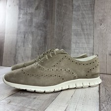 Cole Haan Women's 7.5 Zerogrand Wingtip Oxford Low Lace Up Suede Coffee Brown