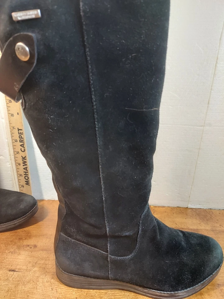 Rockport Black Suede Riding Boots Leather Hydro Shield Waterproof Lined Size 6.5 - Image 4 of 4
