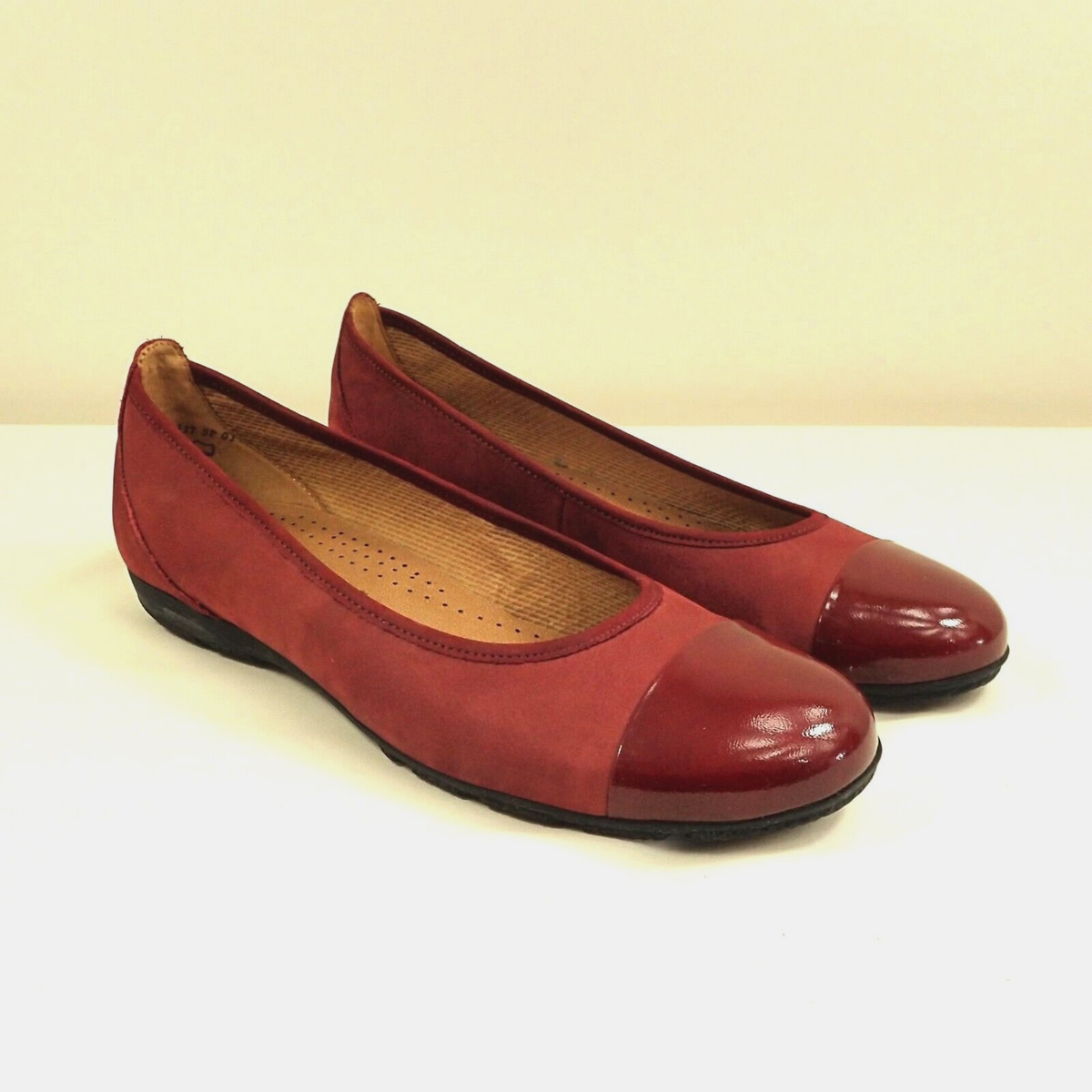 Gabor Hovercraft Size UK 38 Red Leather Slip On Flat Shoes Ballerina Pumps