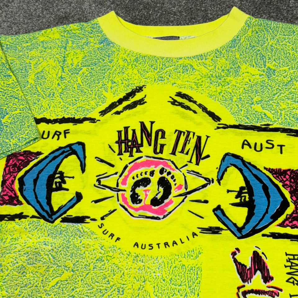Vintage Hang Ten Shirt Men Large Surf Skate Australia 90s AOP All Over Print - Image 2 of 4
