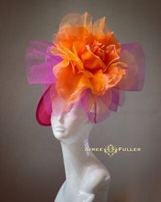 Del Mar Hat Royal Ascot Fascinator Hot Pink Orange Rose Kentucky Derby Hatinator