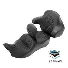 Driver Passenger Gel Seat & Backrest Pad Fit For Harley Touring Road Glide 14-23