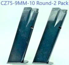 2 Pack CZ 75/85/SP-01 FULLSIZE 9mm 10 Round RD Blued Steel Magazine/Mag/Clip 