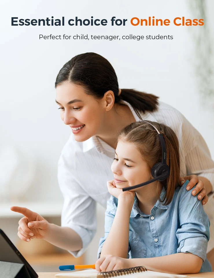 Headset PC Kopfhörer Bluetooth kabellos Mikrofon Ladestation Rauschunterdrückung - Bild 3 von 4