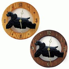 Cocker Spaniel Holz Uhr Schwarz