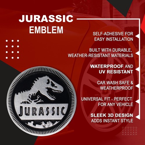 Jurassic Emblem Custom Metal Badge 3D Decal Sticker for Car Truck SUV 4x4 Black - Picture 3 of 6
