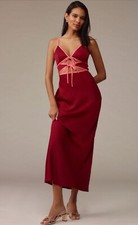 MISHA Anthropologie Midi Dress Pink Combo Ramira V-Neck Cutout Party Sexy XL NWT