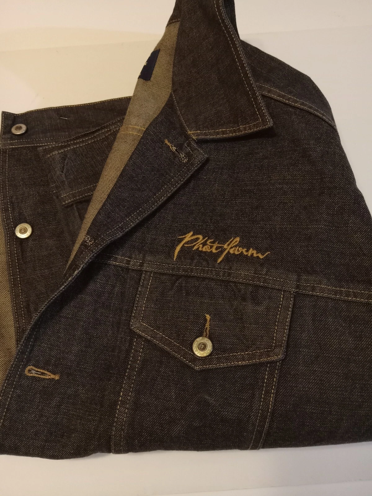 Vintage Y2K Mens Phat Farm XXL Dark Denim Jacket GREAT! Hip Hop Read 90s 00s