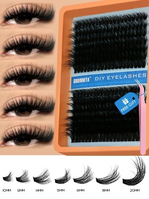 GROINNEYA Cluster Lashes Kit Individual Lashes Volume Mixed Tray Faux USA