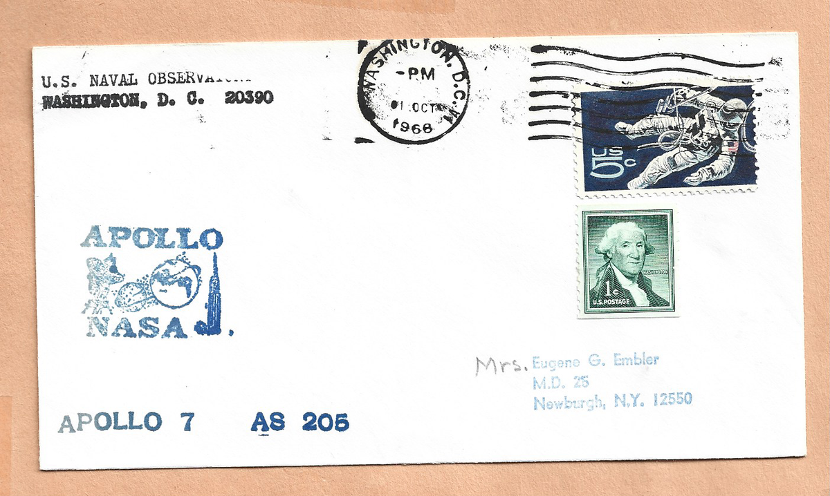 aporo1品 APOLLO 7 LAUNCH OCT 11,968 WASH DC NAVAL OBSERVATION SPACE COVER