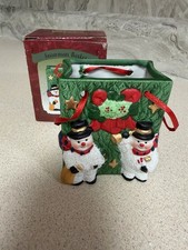 Vintage Lincolnshire Snowman Christmas Collection Ceramic Figurine Boxed 4"