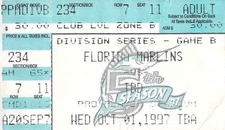 Florida Marlins vs TBD Wed Oct 01 1997 Division series used ticket stub Baseball
