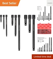 9 Pieces Extension Bar Set, 1/4", 3/8" and 1/2" Drive Socket Extension,  Chro...