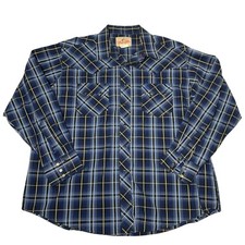 VTG Wrangler Western Mens XL Long Sleeve Shirt Pearl Snap Sawtooth Plaid
