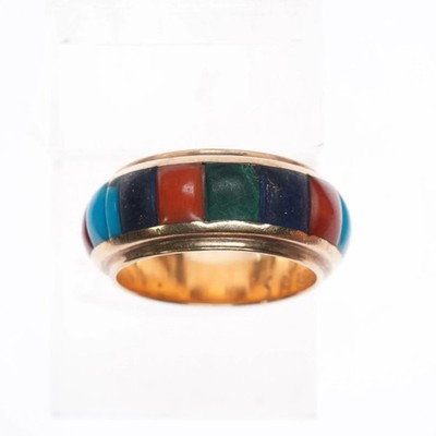sz8 70's-80's saunsa Native American 14k cobblestone band ring