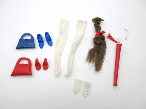 VINTAGE BARBIE 1967 COMPLETE FANCY TRIMMINS PAK SET SHOES PURSES BRAIDED HAIR