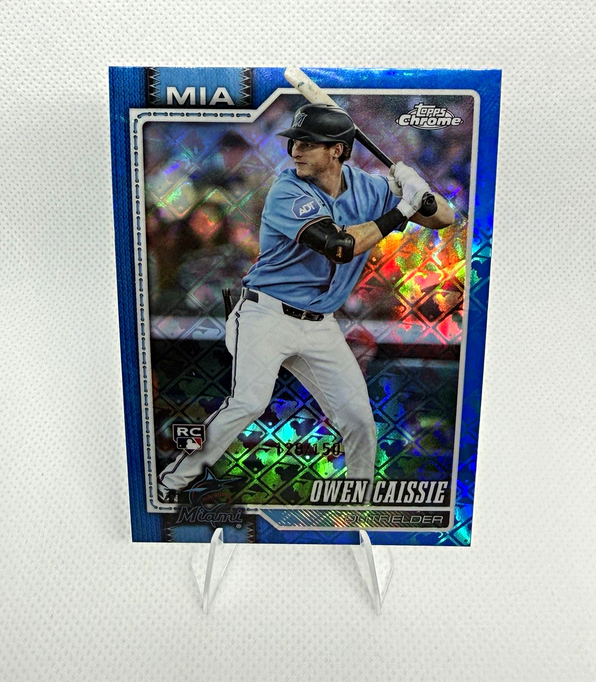 2026 Topps Chrome Owen Caissie Blue Refractor /150 RC #115 Miami Marlins
