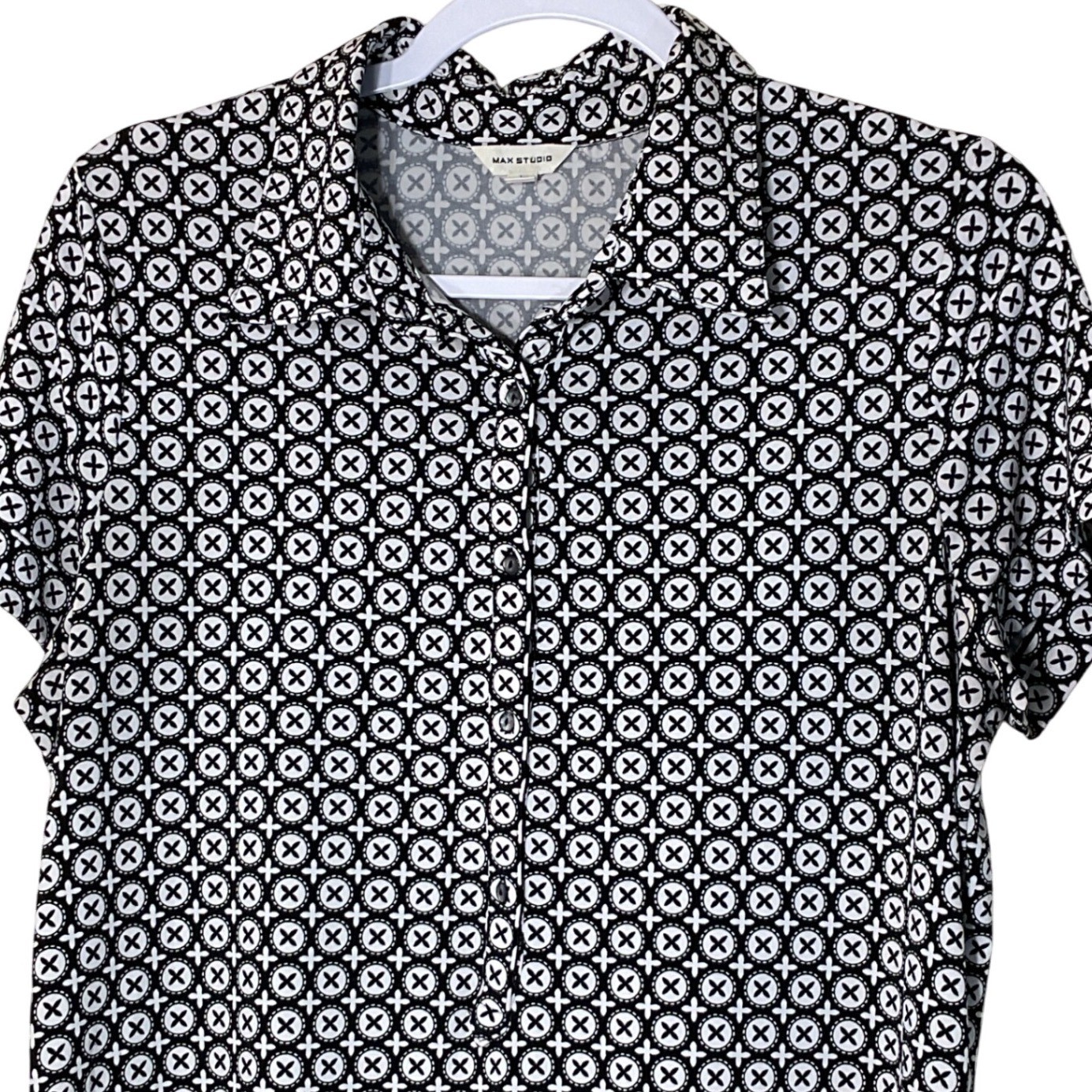 MAX STUDIO Geometric Print Button Front Shirt Dre… - image 3