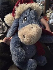 Disney Eeyore Plush Stuffed Animal Medium 14-24 in with Santa Hat