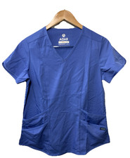 Adar Pro Scrubs for Women - Modern V-Neck Scrub Top Short Sleeve Size Small Blue