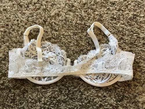 Vintage Victoria Secret Bra 36C Gold Label White Lace Unlined Unpadded Underwire - Picture 2 of 11