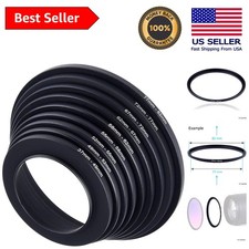 Versatile Step-Up Lens Filter Adapter Rings - Fits 37-82mm with UV Protection