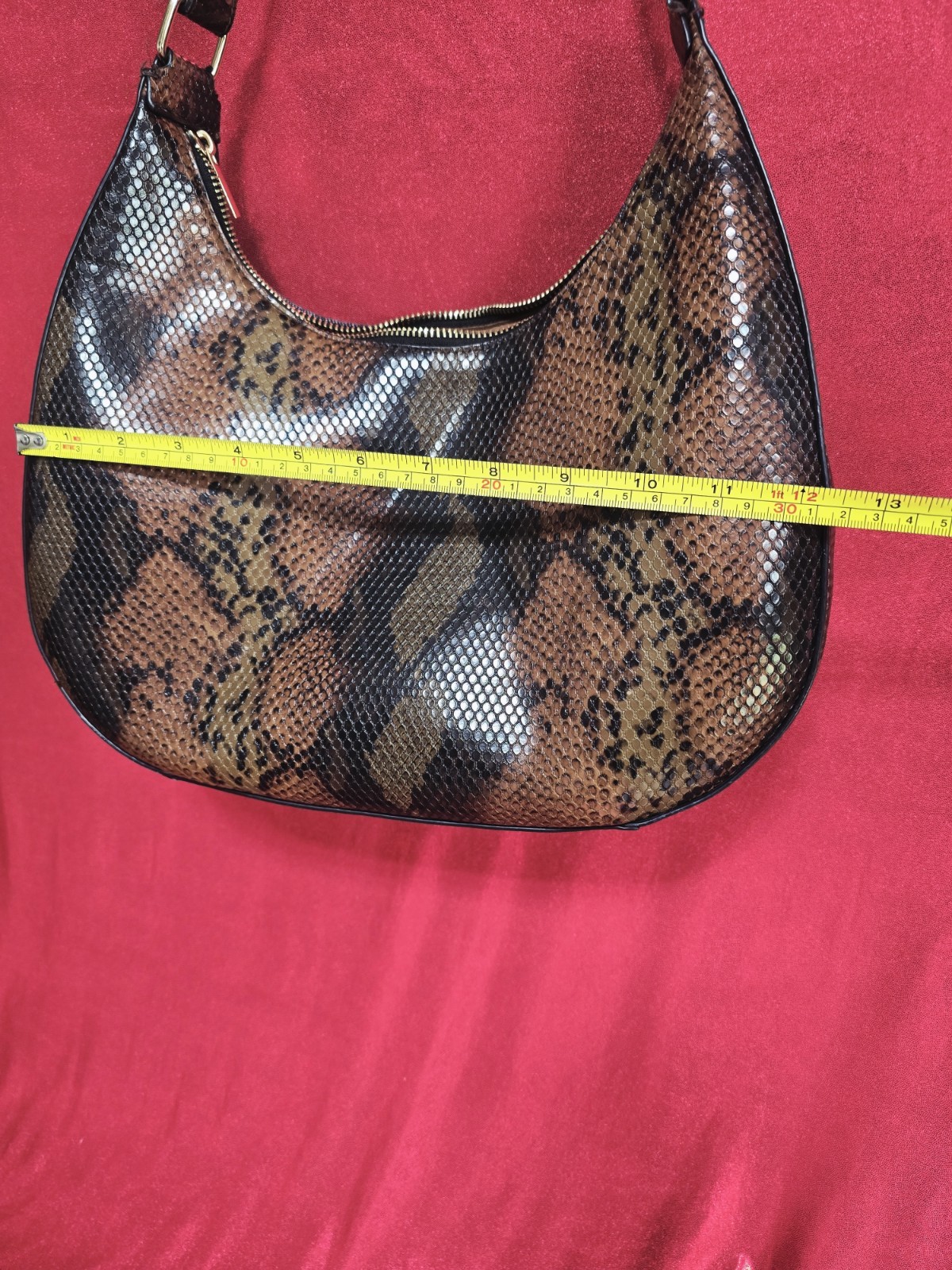 Snake Skin Python Purse Half Moon Shape Shoulder … - image 9