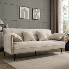 3-Seater Beige Chenille Fabric Sofa Bed – Stylish, Luxurious & Comfortable