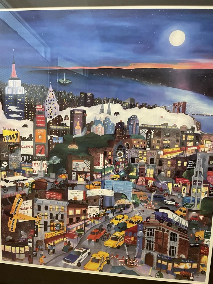 Linnea Pergola Framed Art Moonlight Over Manhattan - Image 2 of 2