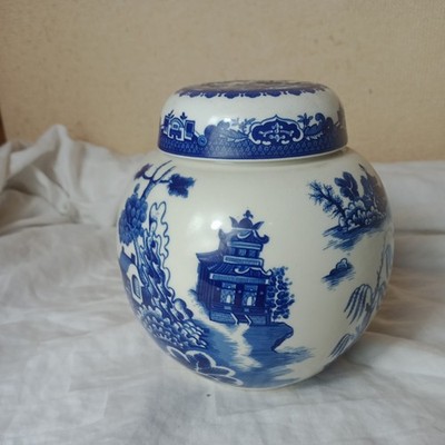 Vintage Mason's Ironstone Porzellan Blue Willow Teedose für Zwillinge 
