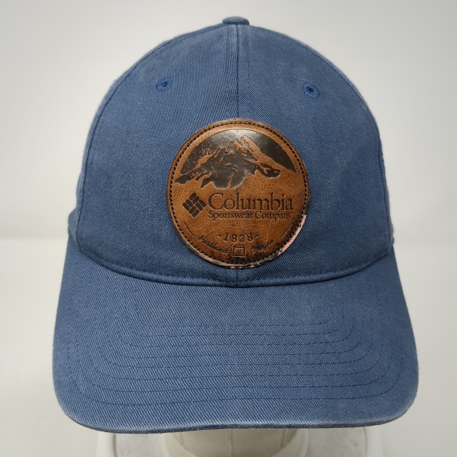Columbia Leather Patch Fitted Baseball Hat Blue M… - image 2