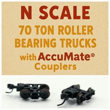 CB53: N Scale - Atlas #22056 70-Ton Roller Bearing Trucks w/ Accumate Couplers