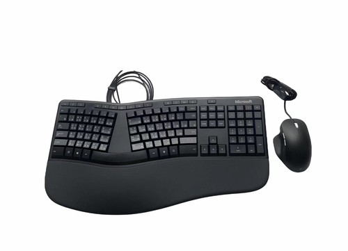 Microsoft LXM Black Wired Ergonomic USB Keyboard 1878 With Mouse 1923 ...