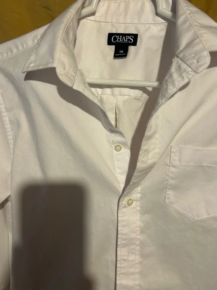 Chaps Camisa de vestir blanca de algodón con pantalón de vestir negro talla 18 ex estado Foto 3 de 4