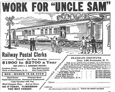 1926 n. Chr. Eisenbahnpostangestellte arbeiten für ''Uncle Sam'' Postamt Postangestellte 1900 $
