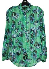 Banana Republic Blouse Women s Small Green Blue Floral Dillon Shirt Button Up