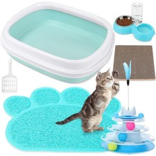 5 Pcs Small Cat Kitten Starter Kit Include Litter Box with Shovel Cat Paw Lit...