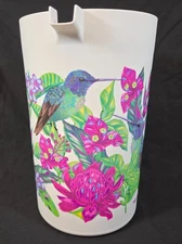 Tupperware Pitcher Hummingbird Tropical Flowers 10.5" Push Button Lid Mexico