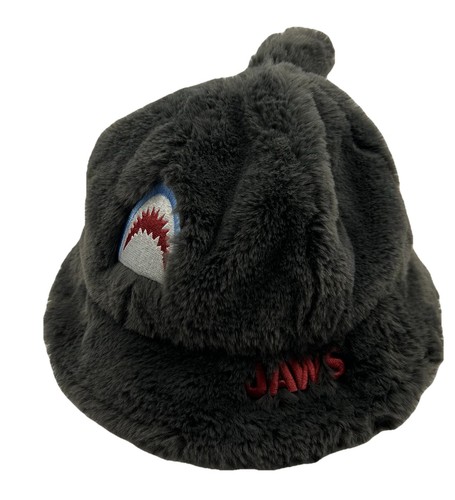 USJ Universal Studios Japan Jaws Plush Fuzzy Bucket Hat Shark Cap Gray Hat#175