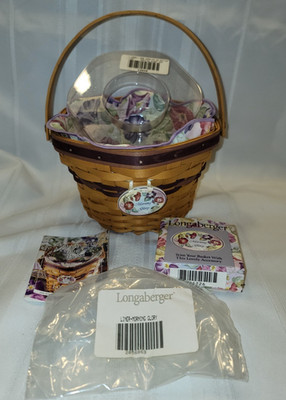 Longaberger 2000 May Series Morning Glory Basket w/liner dual protector, tie-on