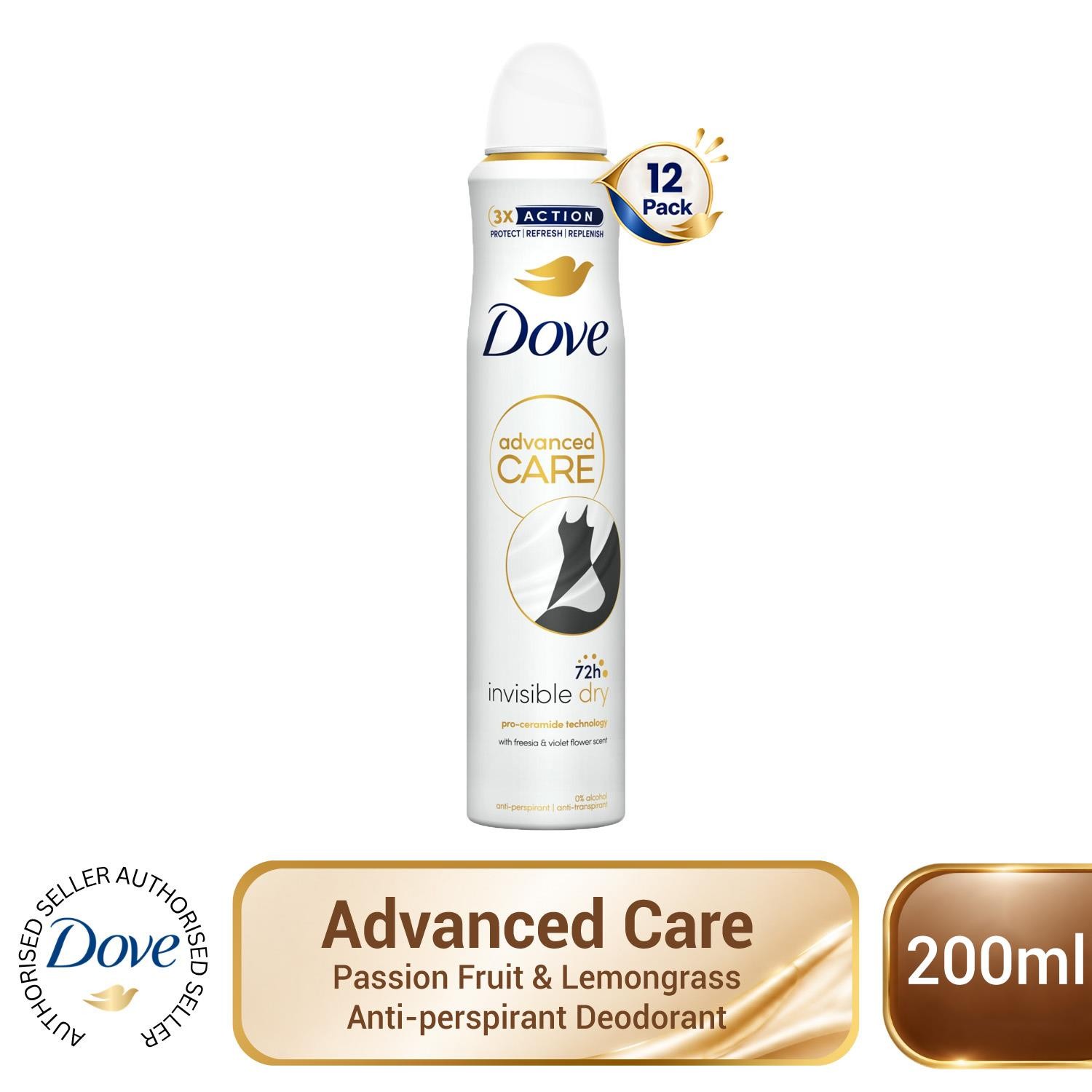 Dove Advanced Care Anti-perspirant Deodorant Invisible Dry 72H Control 3x200ml - Image 5