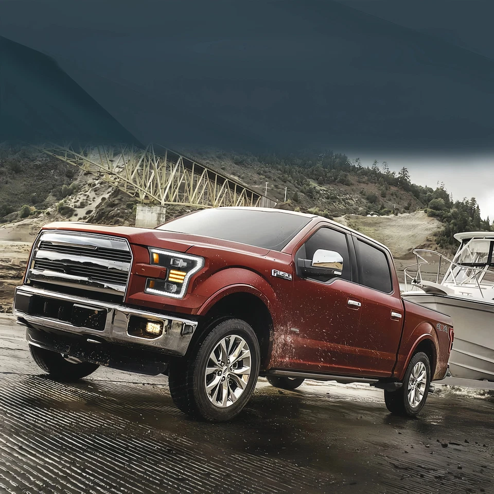 VLAND Fit FORD F150 XL XLT SSV 2015-2017 LED Projector Headlights White Pair - Image 2 of 4