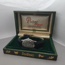Vintage ZODIAC Custom men's automatic watch Gray dial with BOX swiss 1950s